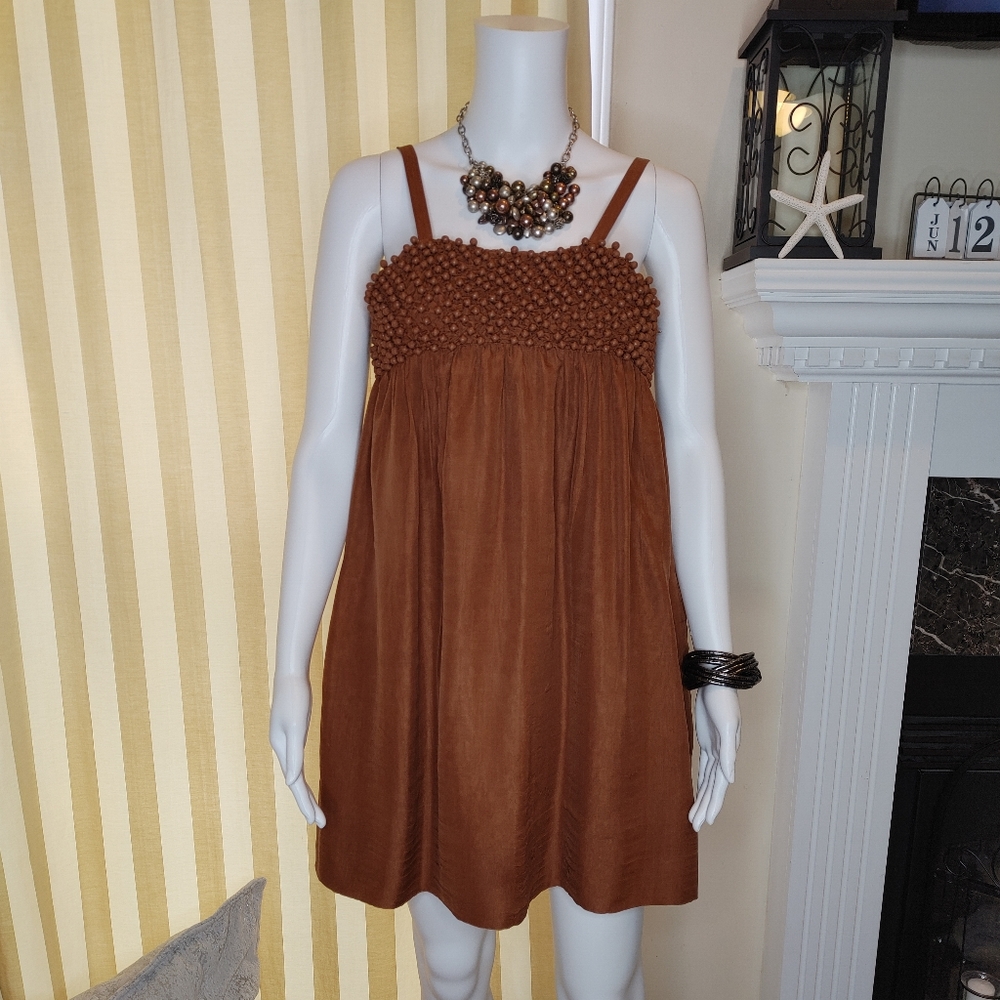 DEVELOPMENT BY ERICA DAVIES SILK EMBELLISHED DRESS, MUSTARD/BRONZE?  4